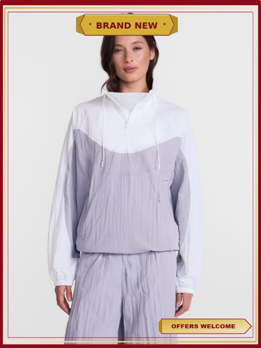 Nylon Quarter Zip Pullover Jacket Colorblocked Lightweight